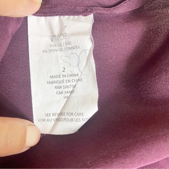 Vince Red Maroon Top Blouse Silk Spandex Elegant Casual Career Work Sz2 - Picture 8 of 9